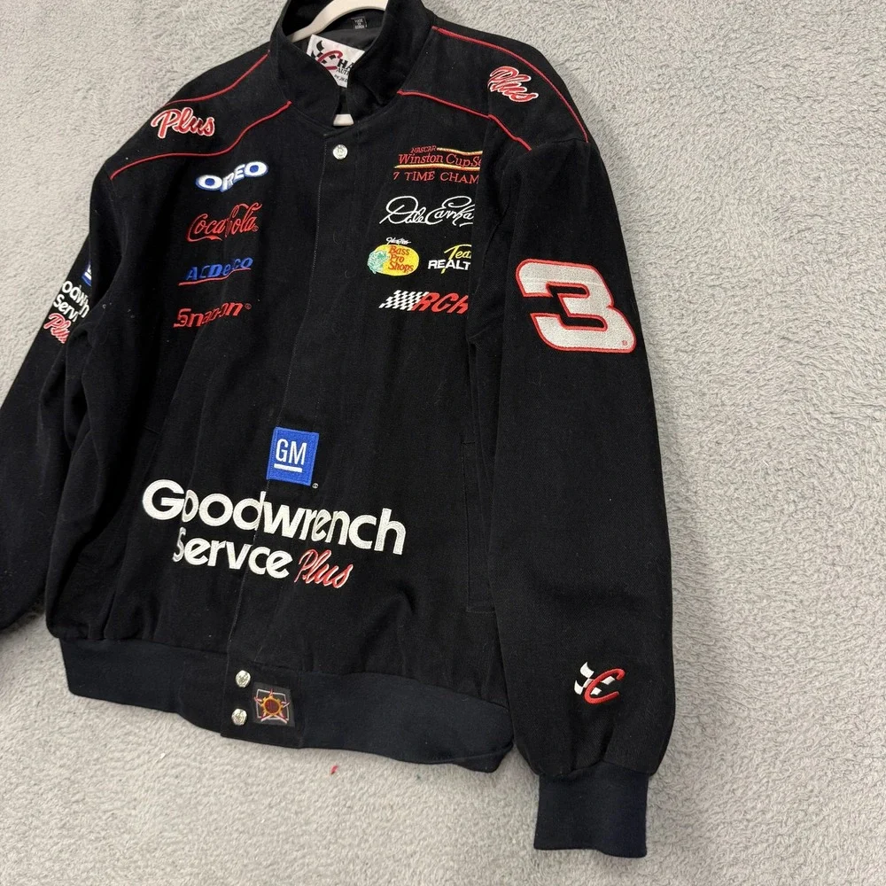 Vintage Dale Earnhardt Goodwrench Service Jacket Mens XL Black NASCAR Chase